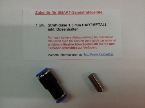 Strahldüse 1,3mm HARTMETALL für Polyamidschlauch (blau)